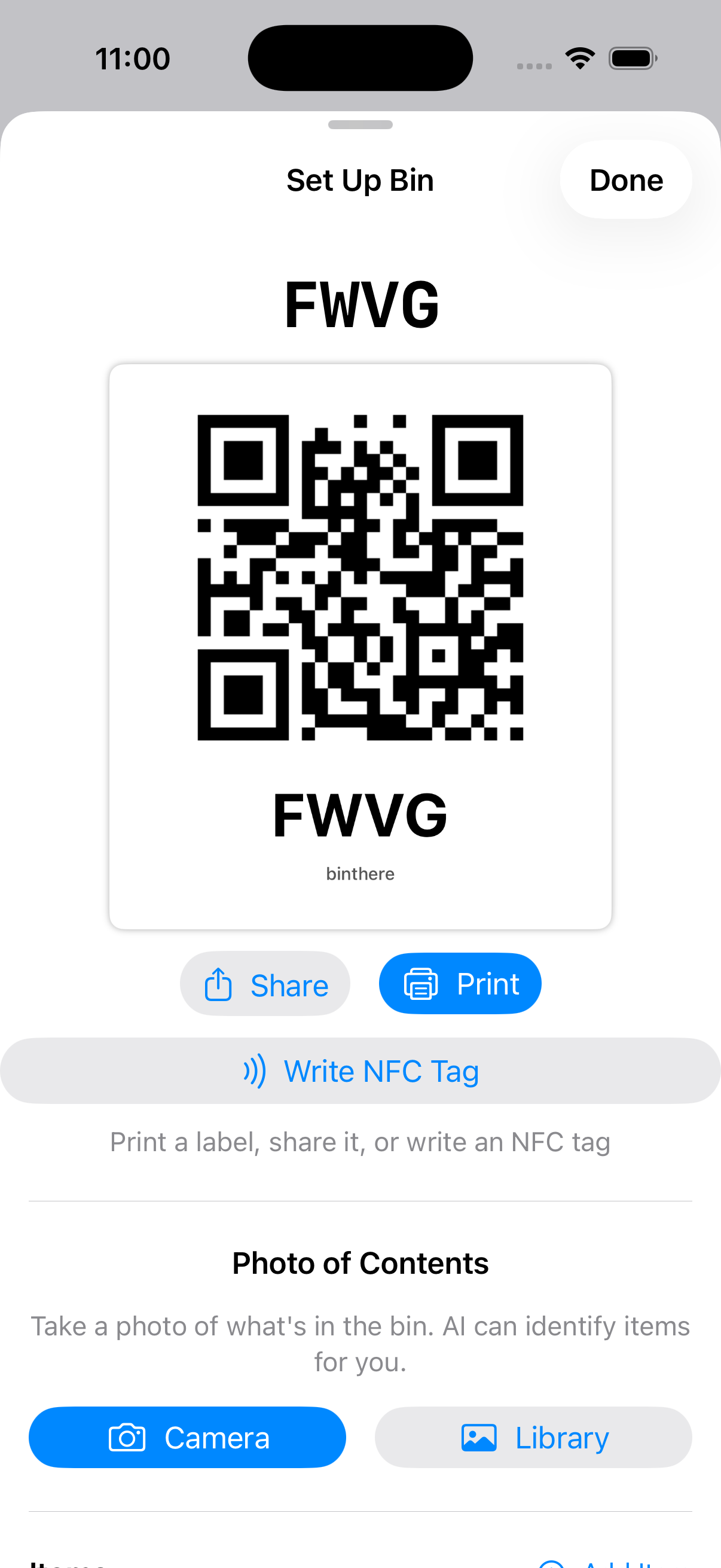 Printable QR label